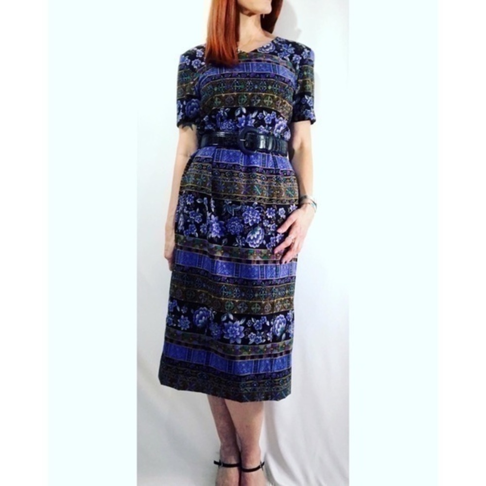 Vintage Sag Harbor Multi-Color Floral Sheath Maxi Dress